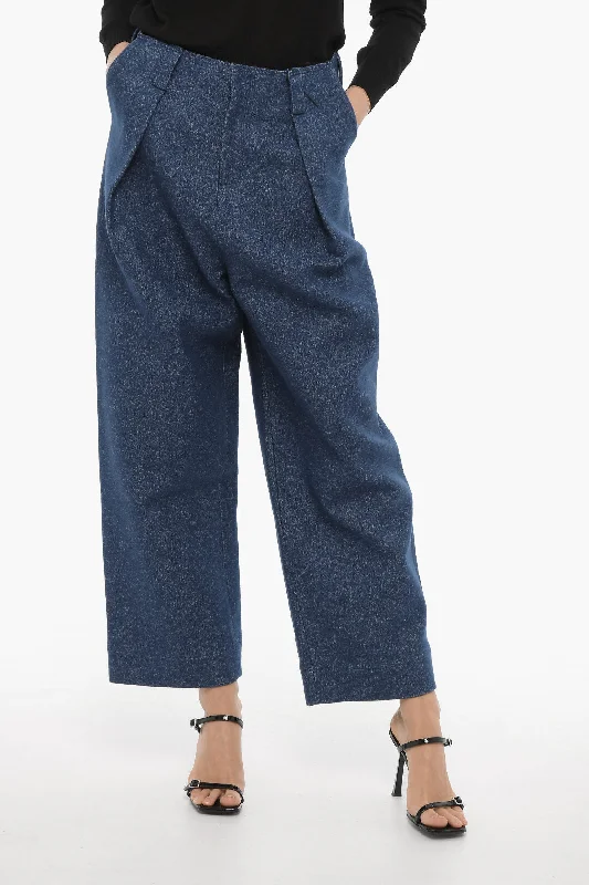 Tight fit trousers for women with ankle-length design and modern appeal -Ader Error BLUE MARK Low Waist Oversized Fit Single Pleat Pants