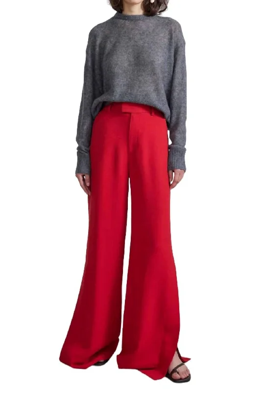 Fashion-forward tight trousers for women with metallic sheen and edgy design -Alba Trouser In Deep Red