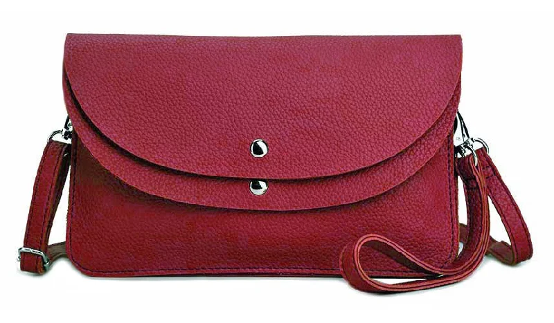 Handle bags with polka dots for fun -BURGUNDY ENVELOPE MULTI-POCKET CLUTCH BAG WITH WRISTLET AND LONG SHOULDER STRAP