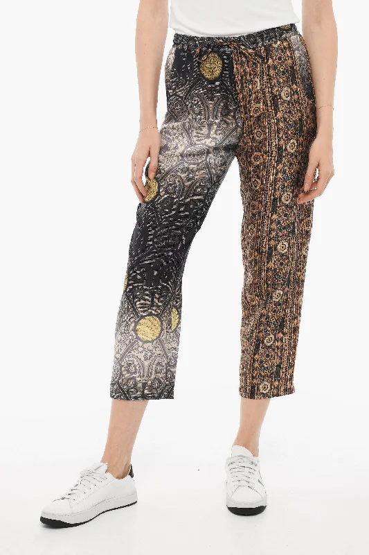 Retro-inspired tight trousers for men with a high-waisted fit and 80s vibe -Pierre-Louis Mascia Patterned Silk Pants with Elastic Waistband