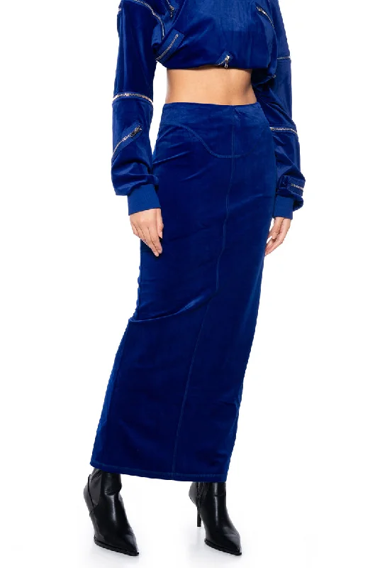 Affordable skirts with basic solid colors -DO NO WRONG VELVET MAXI SKIRT