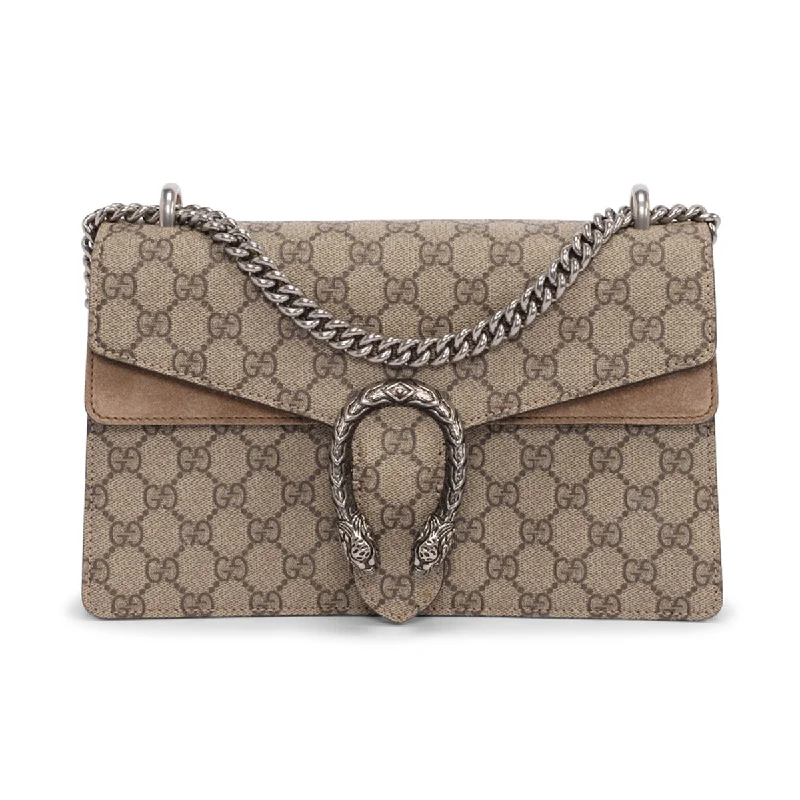 Handle bags with neutral tones for versatility -Gucci Beige GG Supreme Small Dionysus Bag