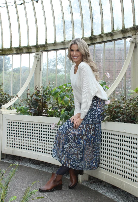 Affordable skirts for simple daily outfits -Mixed Print Tiered Maxi Skirt