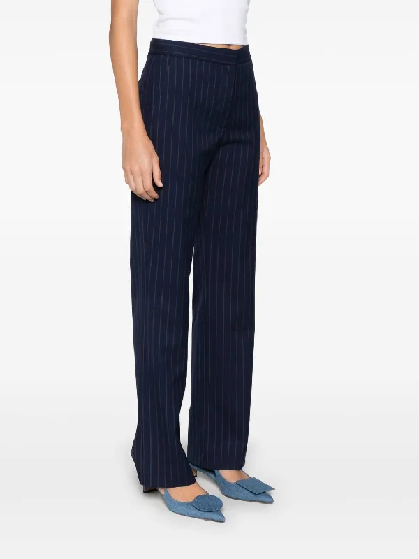 Tailored fit tight trousers for men with sharp pleats and slim leg for office wear -Nene Pant In Seabornepinstripe