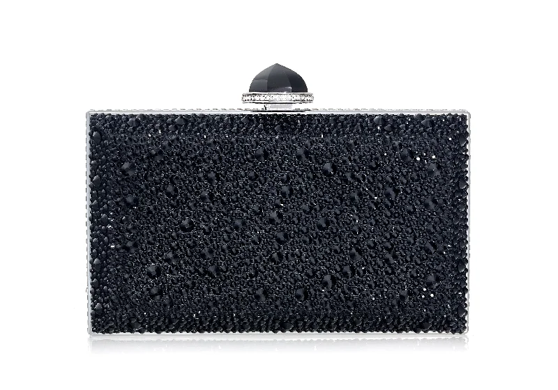 Handle bags with modern cutouts for style -Skylar Crystal Caviar Black