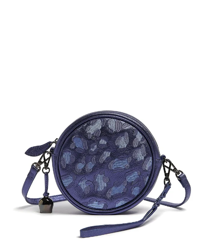 Handle bags with sleek zippers for closure -MIA Mini Canteen Crossbody / Wristlet Clutch Bag - Blue 'Leopard'