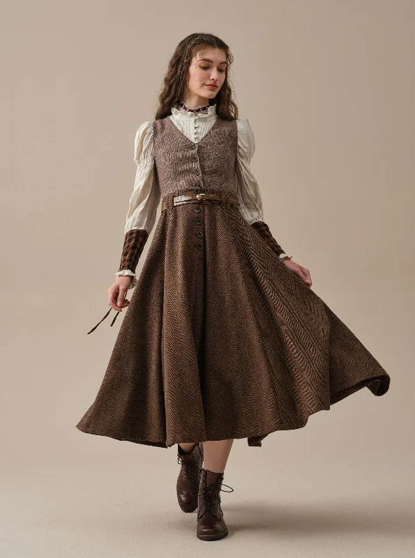 Vintage skirts with classic floral prints -Norma 16 | Front buttoned wool skirt