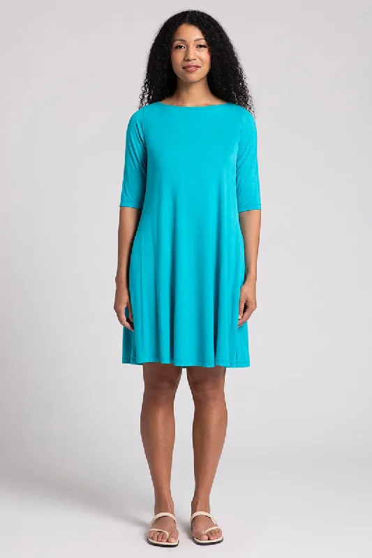 Silk Dresses for Luxurious -Bamboo Nu Trapeze Dress | Turquoise