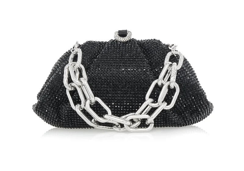 Handle bags with bohemian tassel embellishments -Gemma Crystal Black