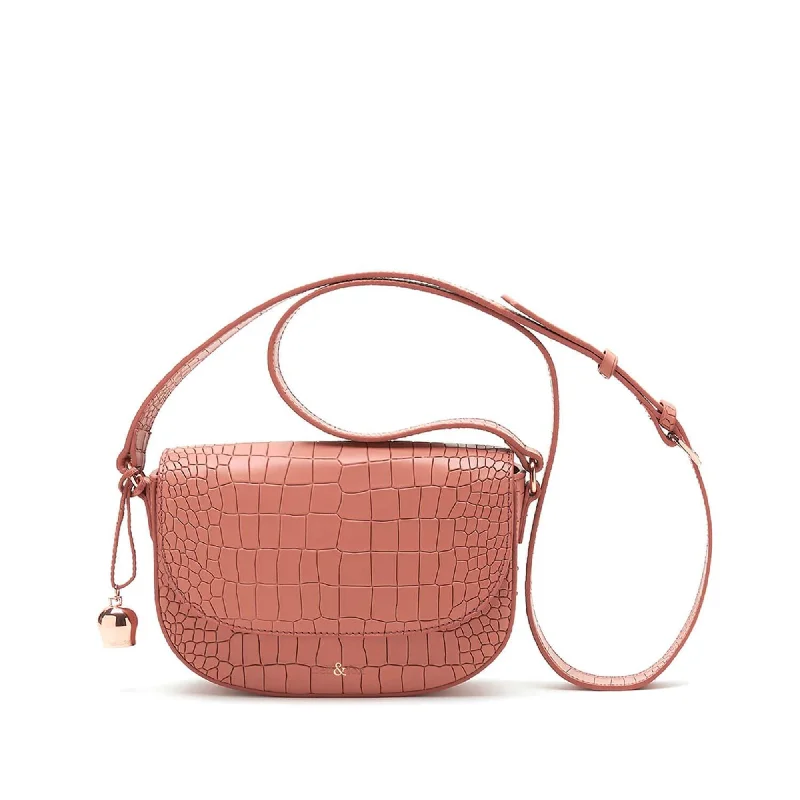 Handle bags with padded handles for comfort -CALLIE Mini Saddle Cross Body Bag - Terracotta