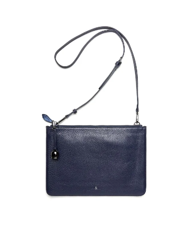 Handle bags with soft velvet for luxury -GIA Cross Body Bag / Oversize Clutch - Navy