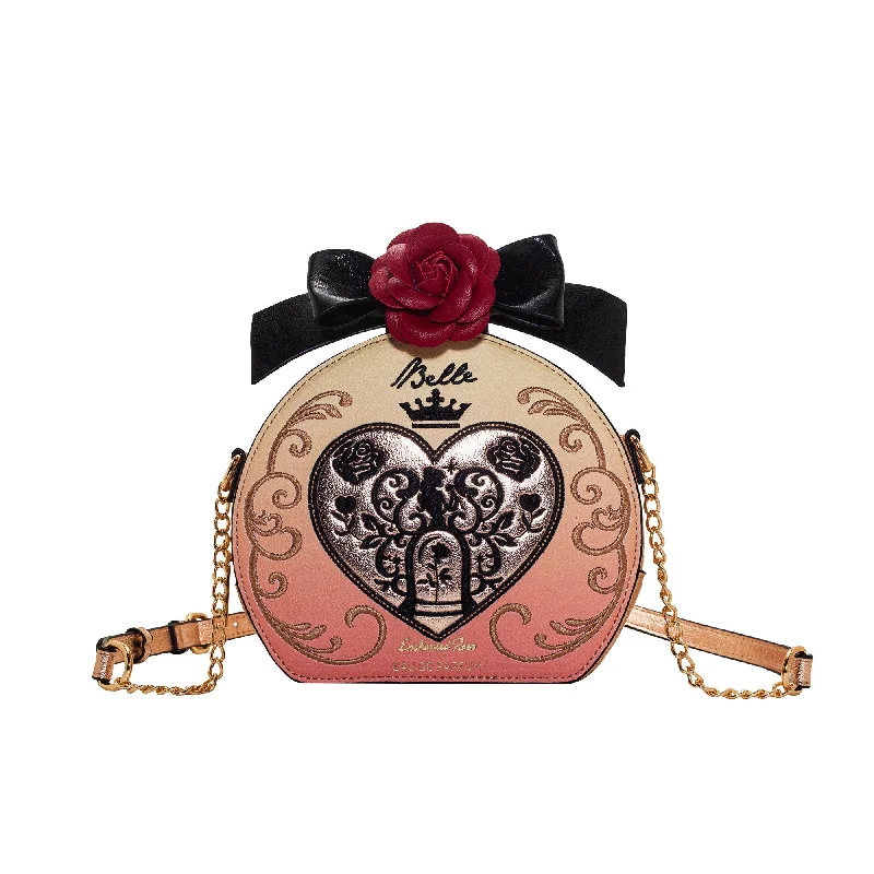 Reversible handle bags offering dual design styles -Danielle Nicole Beauty and the Beast Belle's Enchanted Perfume Crossbody