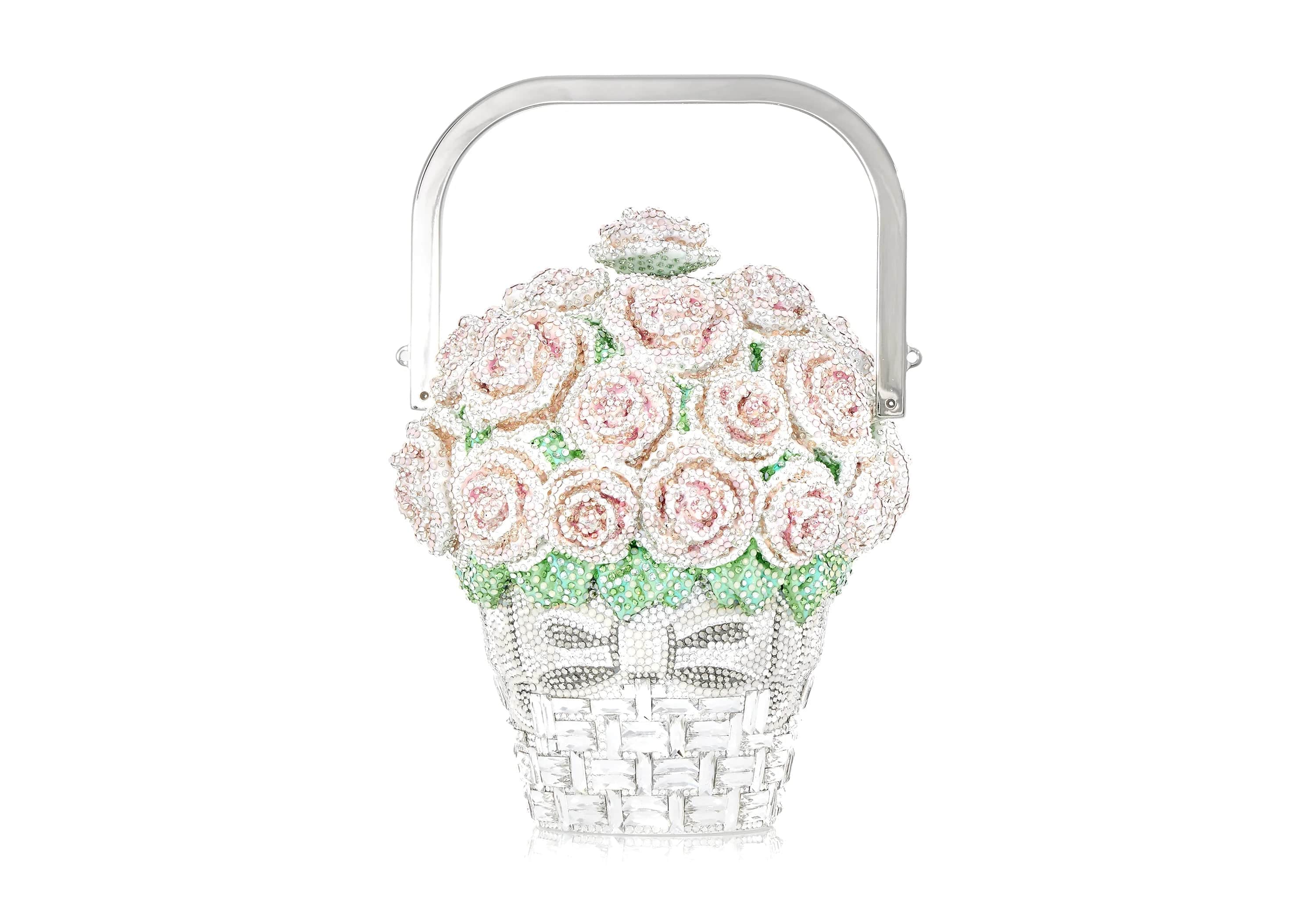 Handle bags with artistic prints for creativity -Basket of Roses Blush Bouquet