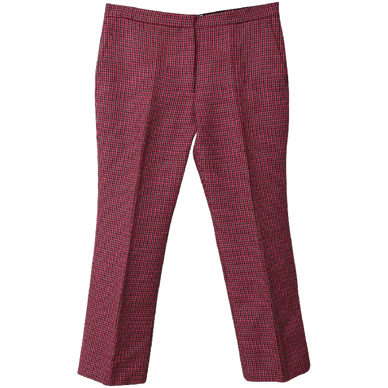 Mother's Day Dresses for Gift -MSGM Houndstooth Cropped Dress Pants in Red Fleece Wool