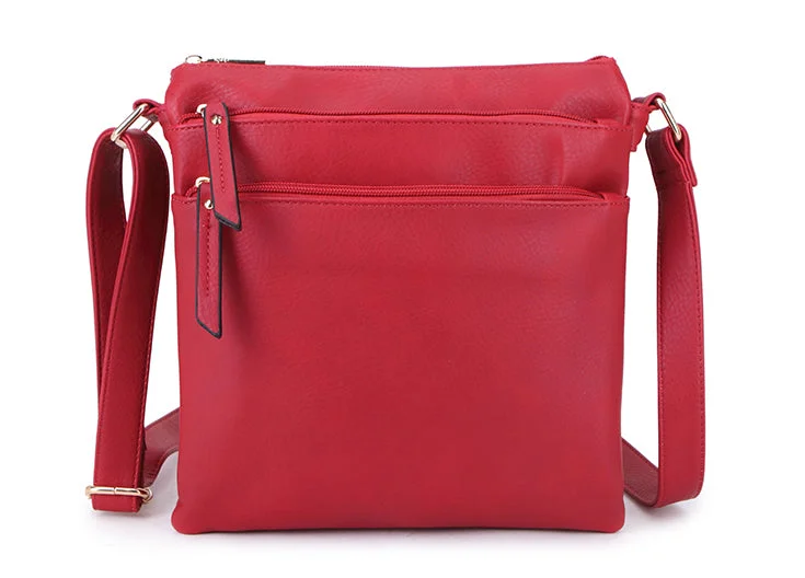 Handle bags with retro logos for charm -PLAIN RED MULTI COMPARTMENT CROSS BODY SHOULDER BAG