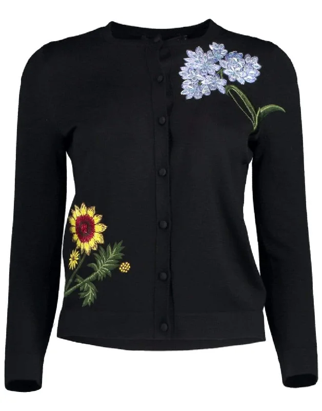 Anniversary - dinner cardigan for a special occasion -Floral Embroidered Cropped Cardigan