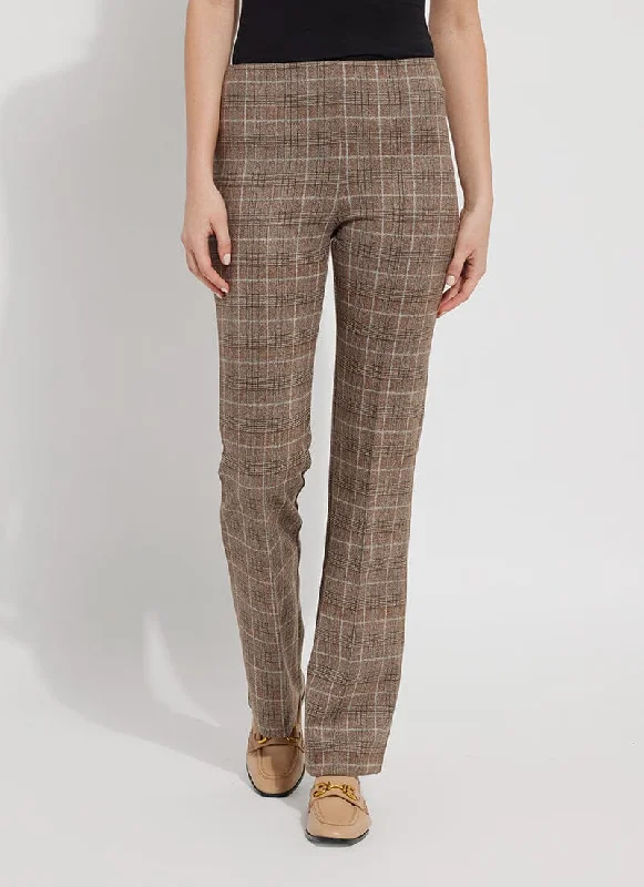 Vintage-inspired tight trousers for women with buttoned waist and retro charm -Elysse Pant - Cottage Plaid (33" Inseam)