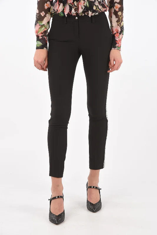 Tailored stretch tight trousers for women with comfortable waistband and flattering design -Philipp Plein 4 Pocket LUXURY Jewel Side Band Pants