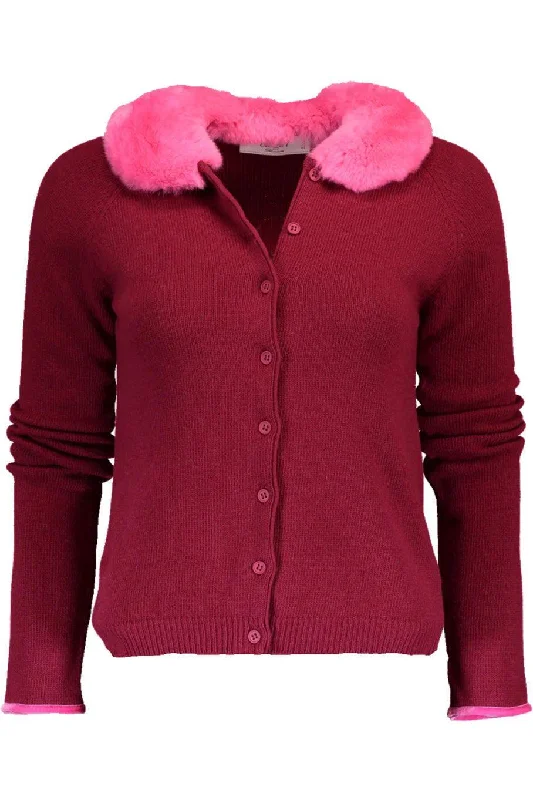 Maternity cardigan for expecting moms -Cardigan With Fur Collar