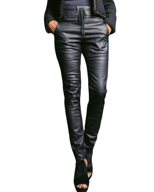 Soft stretch tight trousers for men with comfortable waistband for all-day wear -Shely Pant In Black Vegan