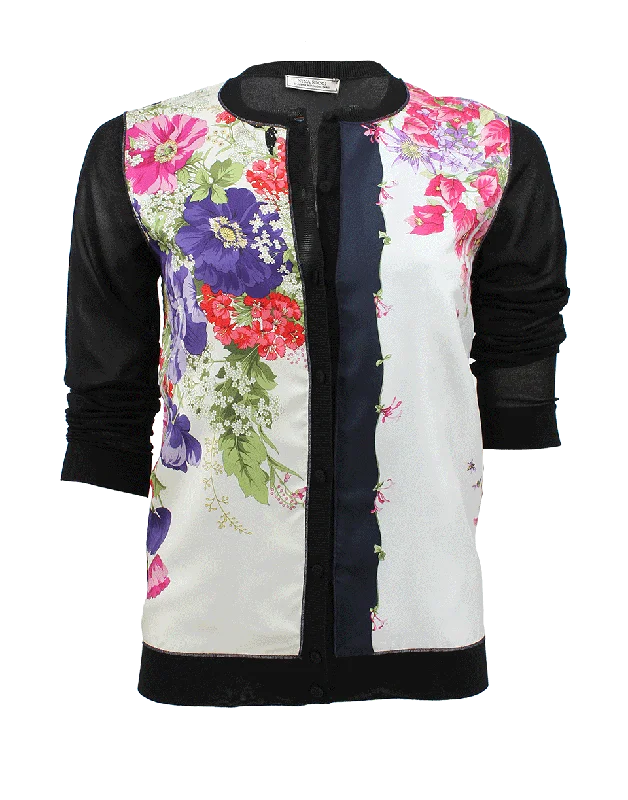 Shawl - collar cardigan for a sophisticated look -Silk Front Cardigan