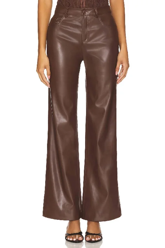 Relaxed fit tight trousers for men with stretch material for comfort and ease -Zenobia Faux Leather Pant In Java