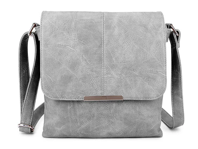 Handle bags with polka dots for fun -LARGE MULTI POCKET CROSS BODY MESSENGER BAG - LIGHT GREY