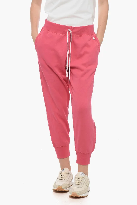 Form-fitting tight trousers for women with slimming effect and flattering cut -Polo Ralph Lauren Fleece Cotton Blend Sweatpants with Cuffs