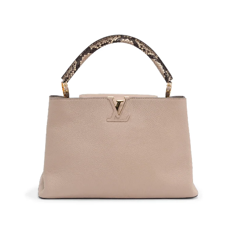 Handle bags with lightweight nylon for ease -Louis Vuitton Galet Taurillon & Python Capucines MM