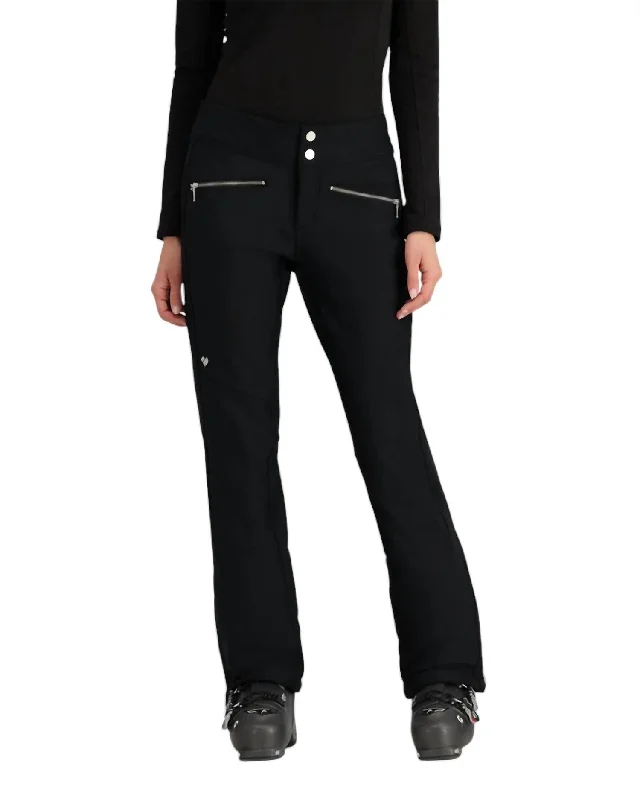 Tight trousers for women with leather accents and modern, bold design -Clio Softshell Pants In Black