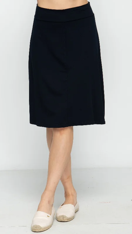 Flowy maxi skirts for breezy summer style -Soft Terry Flare Skirt - Navy