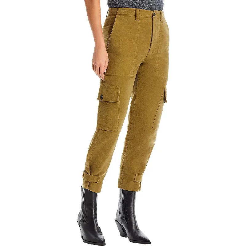 Lightweight tight trousers for women with breathable fabric and easy styling -Womens Cotton Cropped Cargo Pants