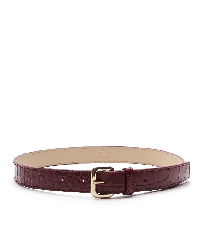 Handle bags with fun slogans for personality -ERIN Leather Belt - Garnet Croc