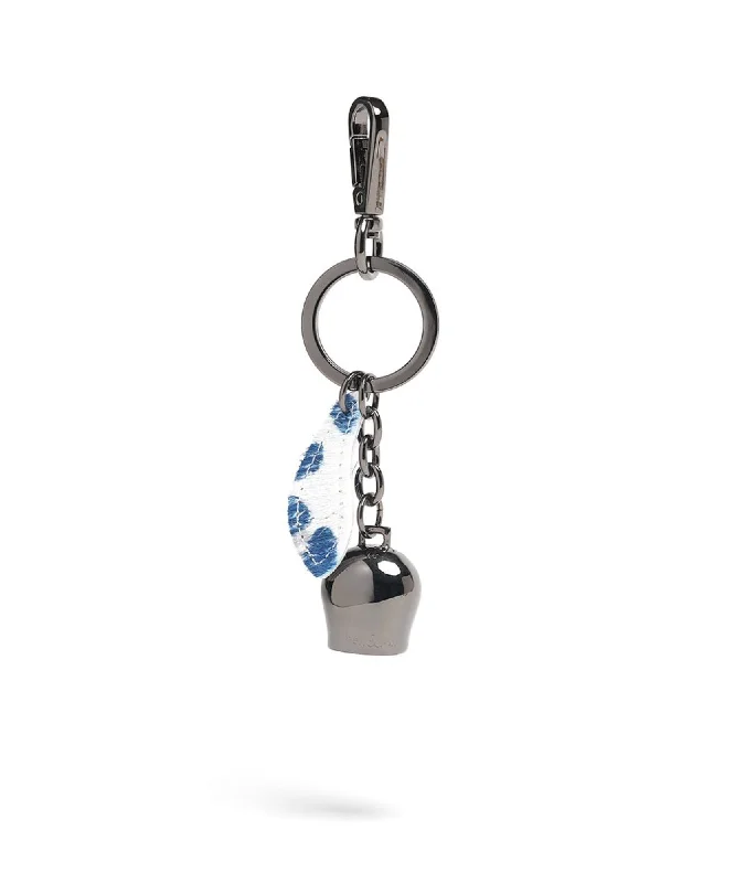 Handle bags with sleek hardware for sophistication -BELLE Keyring - Gunmetal & Lupine Blue Leopard