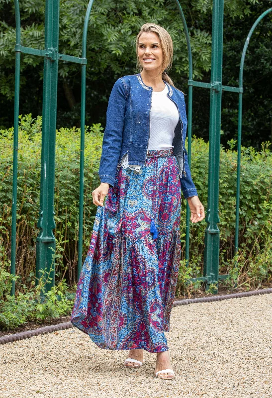 Classic black maxi skirts for versatility -Paisley Print Maxi Skirt