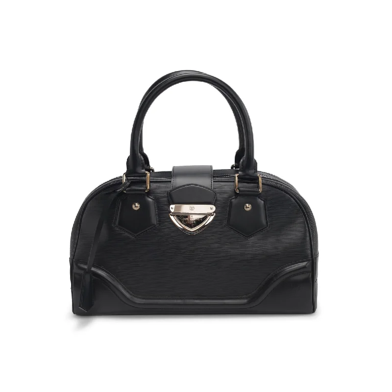 Handle bags with soft velvet for luxury -Louis Vuitton Black Epi Leather Montaigne GM