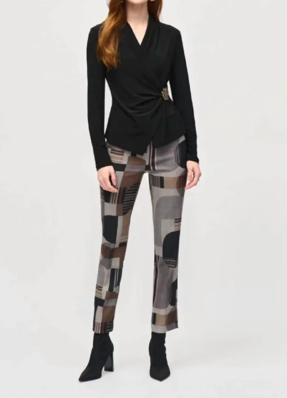 Bold color tight trousers for women with bright hues and daring style choices -Multi Pants In Black Multi