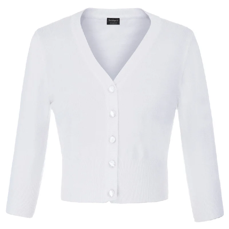 Herringbone - cardigan for a sophisticated appearance -Blossom  knit Cardigan White