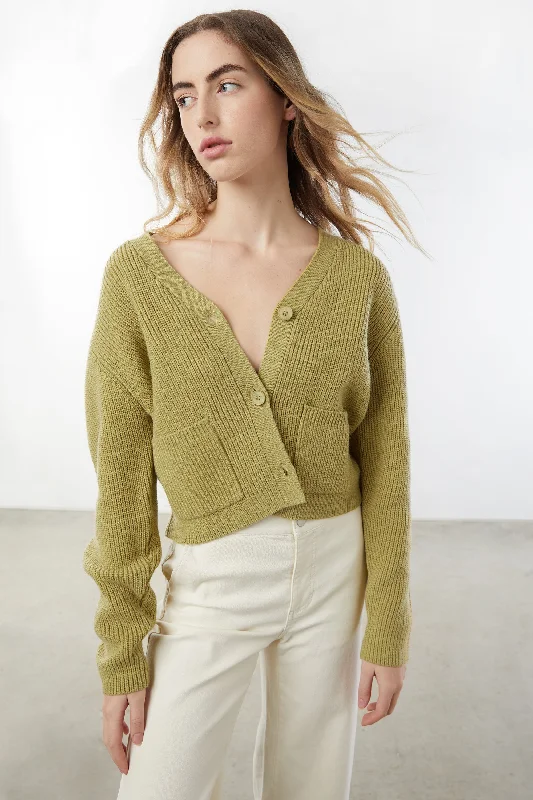 Zip - up cardigan for convenience -CROPPED CARDIGAN