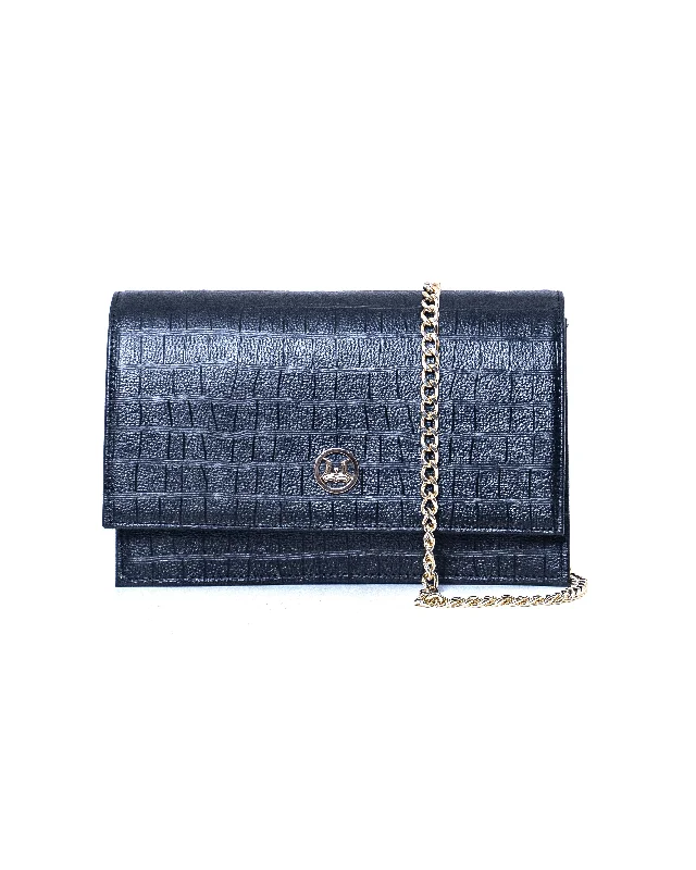 Handle bags with metallic finishes for shine -Dakar: Black Crocodile Print