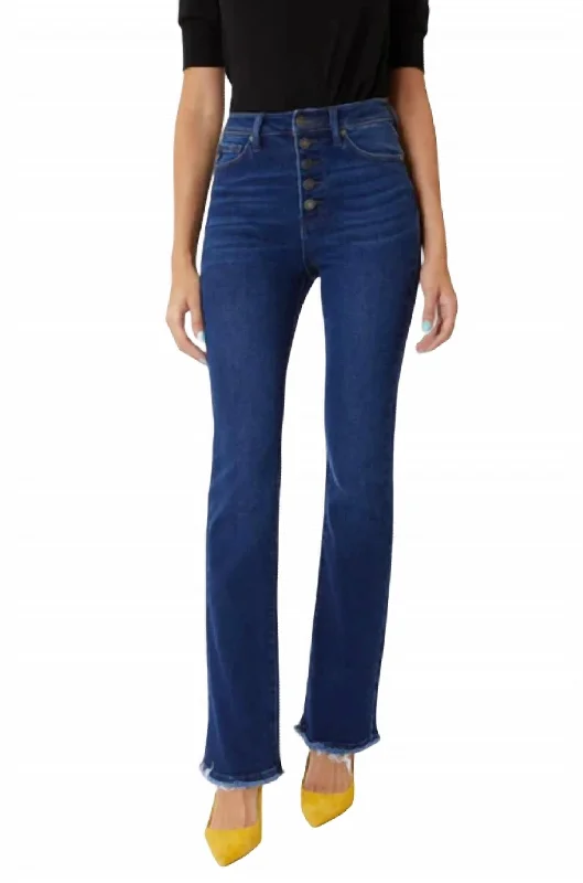 Skinny fit tight trousers for women with minimalistic design for clean look -Rainn Ultra High Rise Flare Jeans In Dark