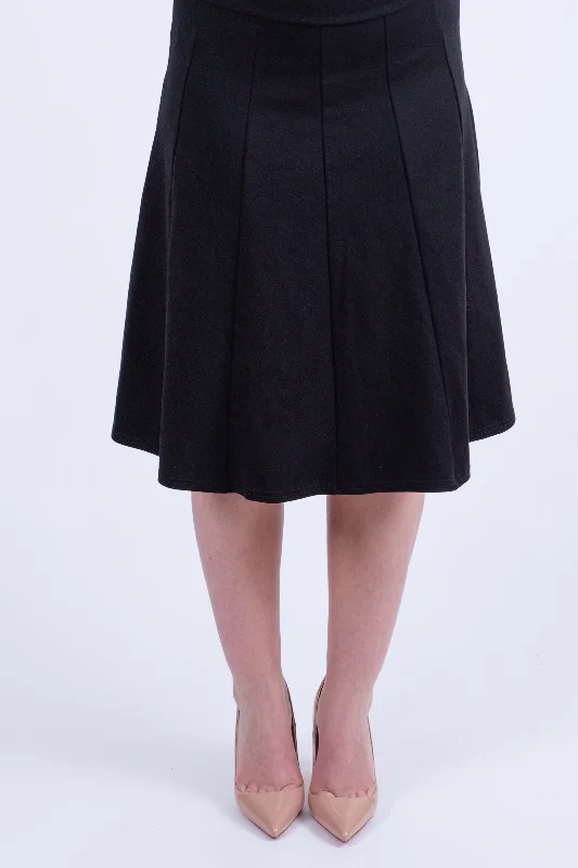 A-line skirts for flattering timeless silhouettes -Panel Skirt - Black *3 Lengths*