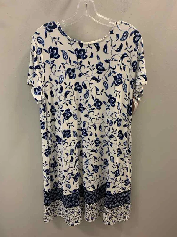 Nylon Dresses for Stretchable -J.JILL Dresses and Skirts Size M BLU/WHT Floral Dress