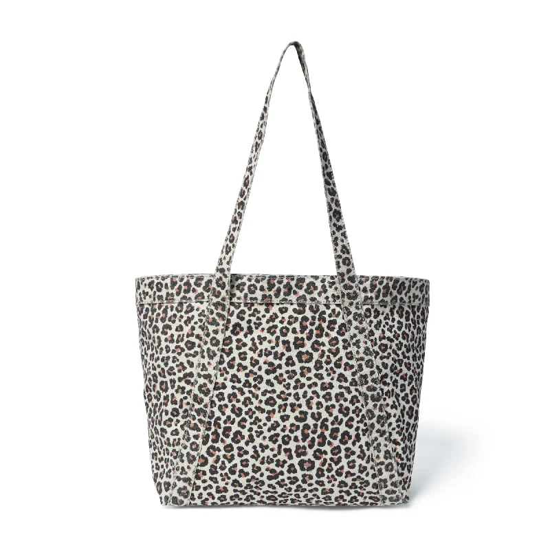 Handle bags with bright florals for cheer -LEX Tote in Leopard Print Canvas