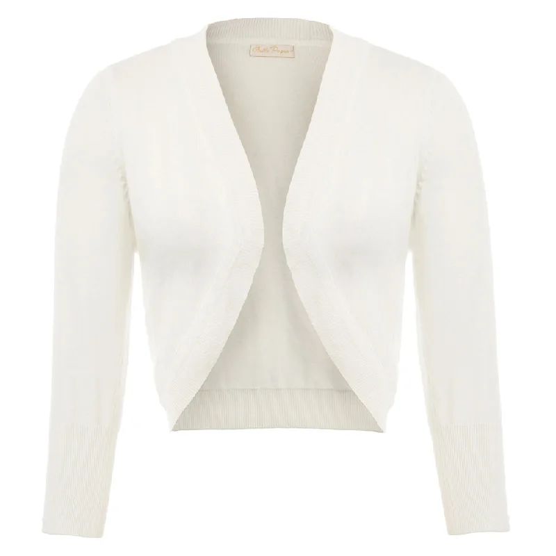 Floral cardigan for a feminine touch -Bolero  Cardigan Natural White