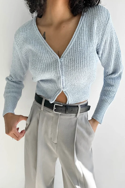 Semi - formal - event cardigan for a refined look -RIBBED BUTTON-FRONT CROPPED CARDIGAN