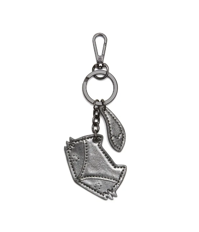 Handle bags with playful patterns for fun -CUB Fox Keyring - Nickel Metallic