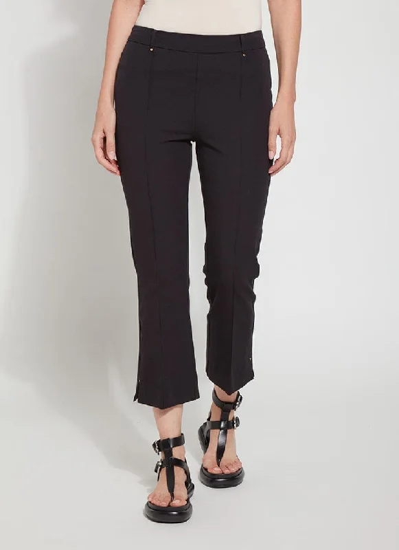 Stretch tight trousers for women with deep waistband for extra comfort and fit -Cropped Amanda Bootcut - Black (25" Inseam)