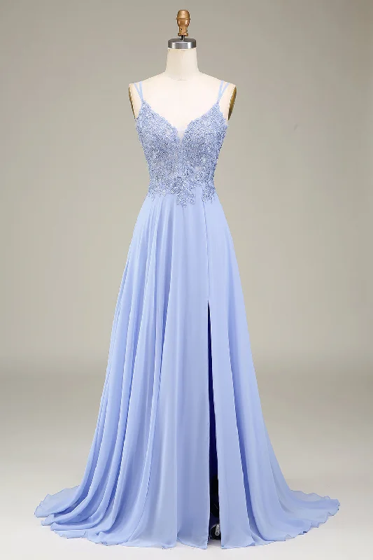 Mini Dresses for Youthful Look -A-Line Lavender Long Prom Dress with Appliques