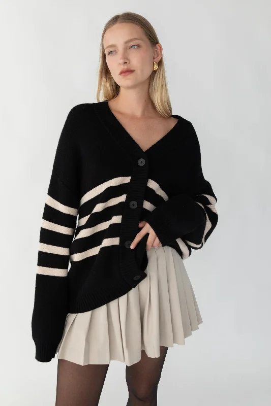 Birthday - party cardigan for a festive look -STRIPED BUTTON FRONT CARDIGAN